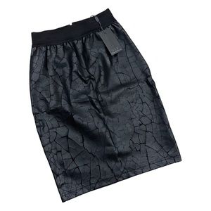 NWT Patterson J Kincaid Coated Crackle Lisa Pencil Skirt Black XS